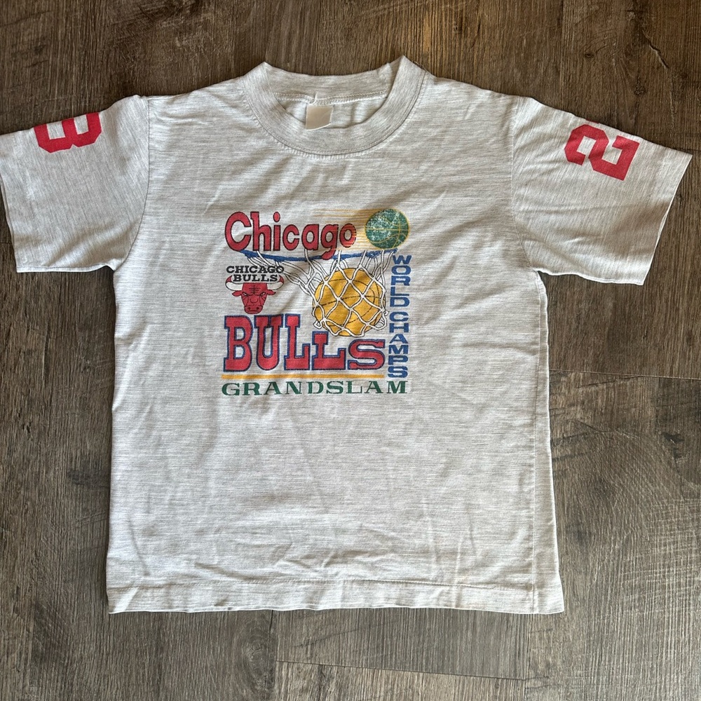 Vintage Chicago Bulls World Champs Grand Slam Youth T-Shirt Size 8 NBA 90s